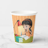 Gobelets En Papier Girl Studying at Desk Doing Homework (Recto)
