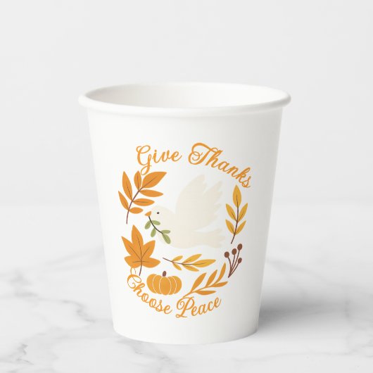 Gobelets En Papier 'Give Thanks, Choose Peace' Paper cup (Recto)