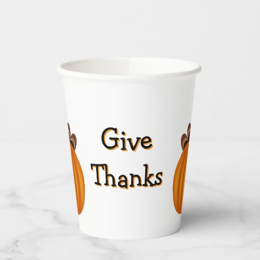 Gobelets En Papier Give Thanks Thanksgiving (Gauche)