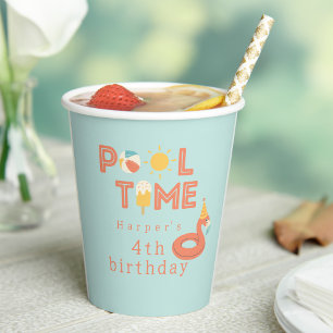 Gobelets En Papier glace flamant rose d'été pour fête d'anniversaire