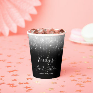 Gobelets En Papier Glam Black and White Sweet 16