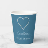 Gobelets En Papier Glam Bleu Perles Blanches Mariage (Recto)