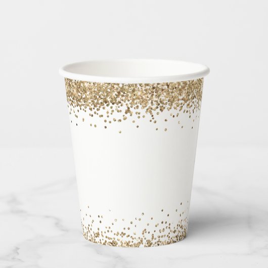 Gobelets En Papier Glam Gold Parties scintillant Nom Date Fête des ma (Verso)