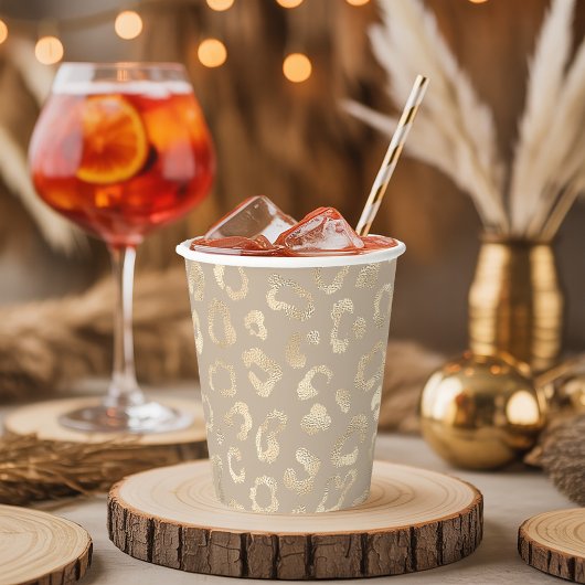 Gobelets En Papier Glam Leopard Spot Motif Safari Gold ID1154