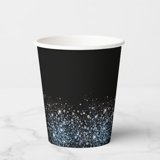 Gobelets En Papier Glam Parties scintillant noir tasse de papier (Recto)
