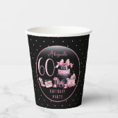 Gobelets En Papier Glam Pink Black Fashion 60th Birthday Party (Recto)