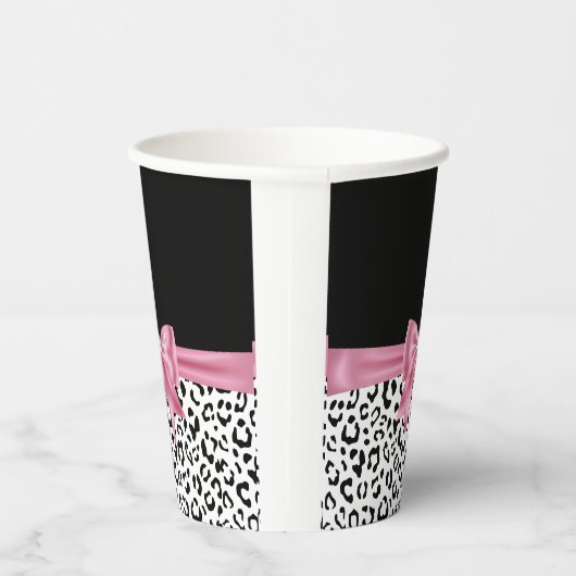 Gobelets En Papier Glam rose Bow Diamond Black Snow Leopard (Droite)