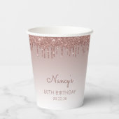 Gobelets En Papier Glam Rose Gold Parties scintillant Drip 80e annive (Verso)