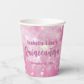 Gobelets En Papier Glam rose moderne étincelant Starry Quinceañera (Verso)