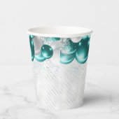 Gobelets En Papier Glam Turquoise Green Balloon en argent Parties sci (Droite)