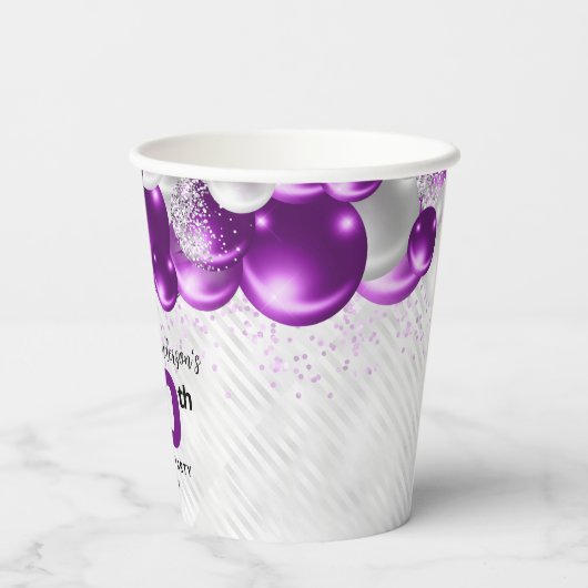 Gobelets En Papier Glam violet violet argent Parties scintillant de b (Verso)