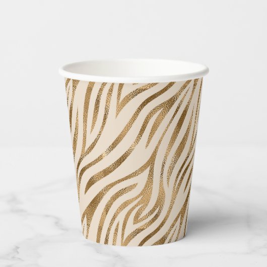 Gobelets En Papier Glam Zebra Stripes Motif Safari Gold ID1151 (Verso)