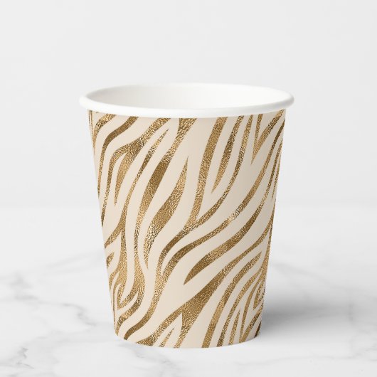 Gobelets En Papier Glam Zebra Stripes Motif Safari Gold ID1151 (Recto)