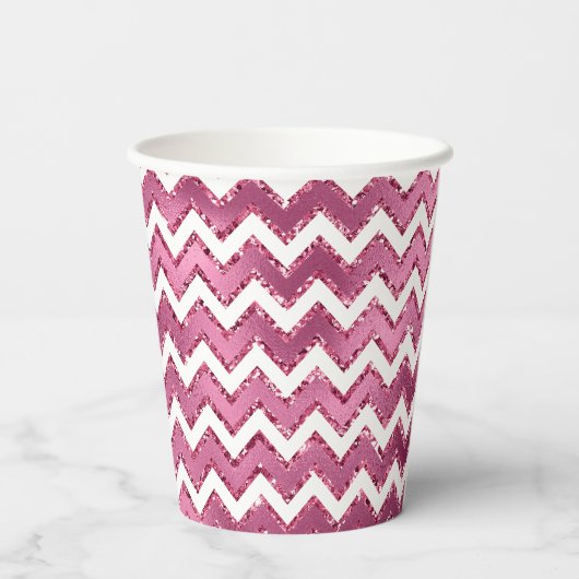Gobelets En Papier Glamme rose blanc Zigzag (Verso)