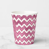 Gobelets En Papier Glamme rose blanc Zigzag (Gauche)