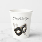 Gobelets En Papier Glitzy Gold Silver New Year Black Mask (Recto)
