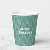 Gobelets En Papier Glitzy Green Chevron Stripes Noël (Recto)