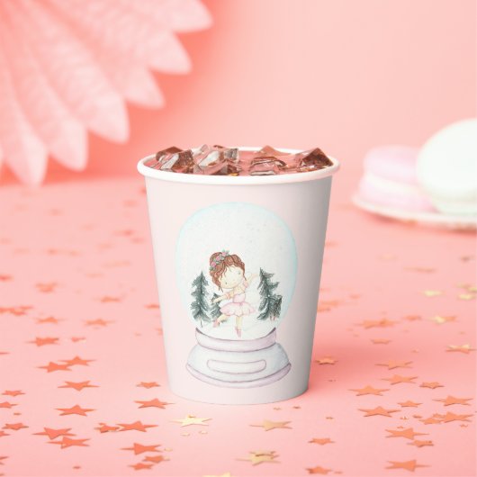 Gobelets En Papier Globe des neiges rose (Insitu)