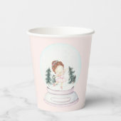 Gobelets En Papier Globe des neiges rose (Verso)