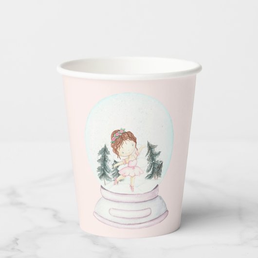 Gobelets En Papier Globe des neiges rose (Verso)