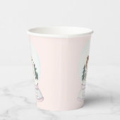 Gobelets En Papier Globe des neiges rose (Droite)
