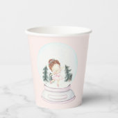 Gobelets En Papier Globe des neiges rose (Recto)