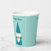 Gobelets En Papier Gnome de Noël sur tasses de papier Turquoise (Droite)