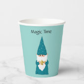 Gobelets En Papier Gnome de Noël sur tasses de papier Turquoise (Recto)