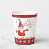 Gobelets En Papier Gnome mignon Personnalisé Rouge Blanc Noël (Verso)