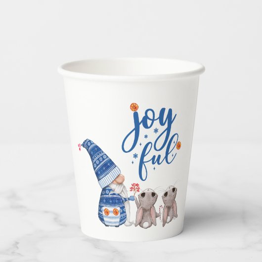 Gobelets En Papier Gnome scandinave mignonne avec lapins joyeux (Verso)