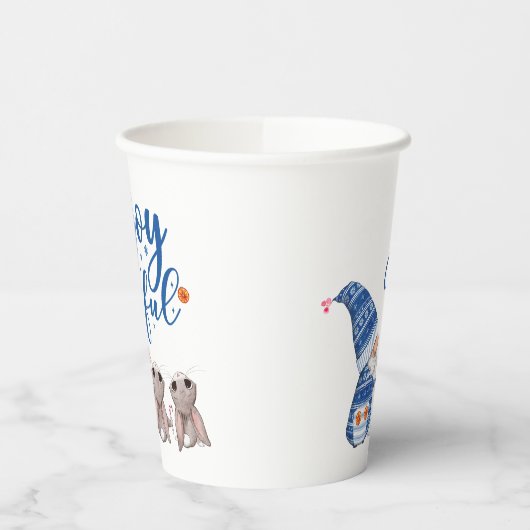 Gobelets En Papier Gnome scandinave mignonne avec lapins joyeux (Gauche)