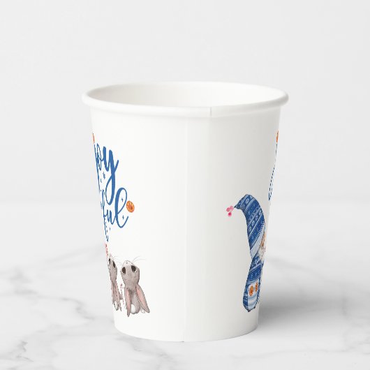 Gobelets En Papier Gnome scandinave mignonne avec lapins joyeux (Droite)