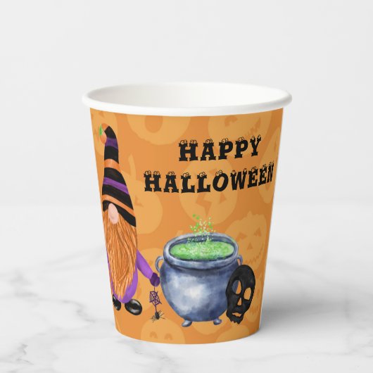 Gobelets En Papier Gnomes drôle Jack o' Lantern Halloween (Verso)