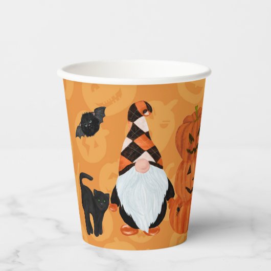 Gobelets En Papier Gnomes drôle Jack o' Lantern Halloween (Recto)