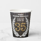 Gobelets En Papier Gold 35e anniversaire Mariage, Diamond Laurel Pape (Verso)