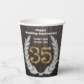 Gobelets En Papier Gold 35e anniversaire Mariage, Diamond Laurel Pape (Recto)