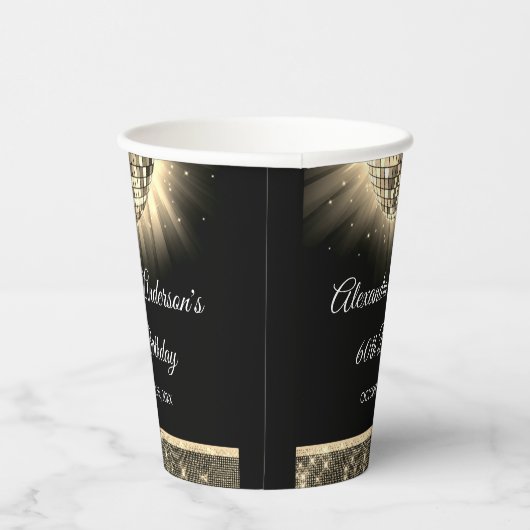 Gobelets En Papier Gold 60th Birthday Party 70's Disco Ball (Droite)