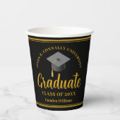 Gobelets En Papier Gold Black Graduation Personnalisé Formal Party (Recto)