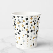 Gobelets En Papier Gold Black Happy New Year (Recto)