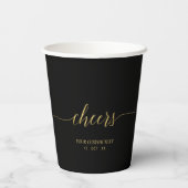 Gobelets En Papier Gold & Black Modern Script Lettrer Soirée (Verso)