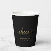Gobelets En Papier Gold & Black Modern Script Lettrer Soirée (Recto)