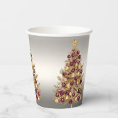 Gobelets En Papier Gold Burgundy Christmas Tree Coupes en papier de v (Verso)