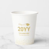 Gobelets En Papier Gold Confetti Classe de 2022 Graduation Party (Recto)