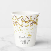 Gobelets En Papier Gold Confetti Classe de diplôme (Recto)