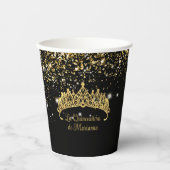 Gobelets En Papier Gold Confetti Quinceanera Tiara (Recto)