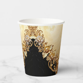 Gobelets En Papier Gold Floral Embellishments Paper Cups