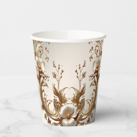 Gobelets En Papier Gold Floral Paper Cups (Gauche)