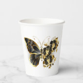 Gobelets En Papier Gold flower Butterfly with Black Orchid (Verso)
