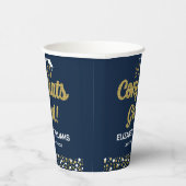 Gobelets En Papier Gold Foil Script Confetti Congrats Grad Blue (Droite)