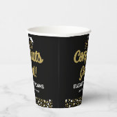 Gobelets En Papier Gold Foil Script Confetti Congrats Grad Noir (Droite)